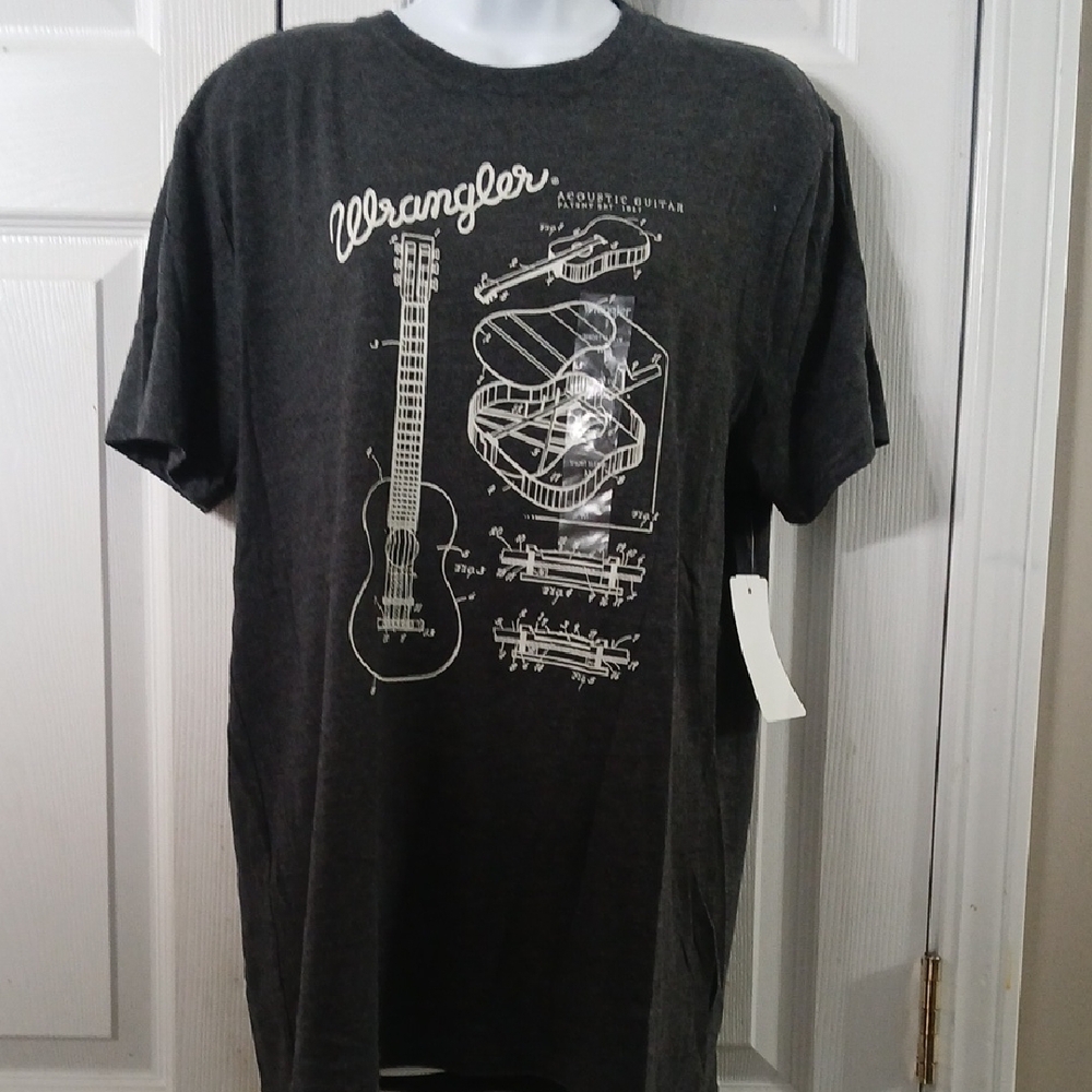 Wrangler Acoustic Guitar soft gray short sleeve tshirt Sz M NWT